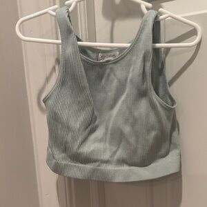 Ribbed Cropped Tank Top in Light Green M10/12